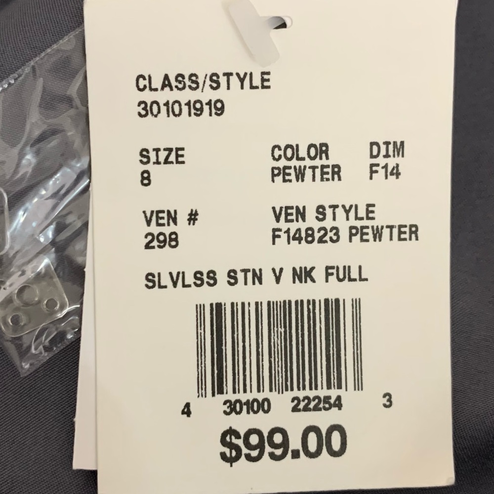 NWT David’s Bridal Sleeveless Satin V-Neck Dress Pewter Women’s Sz 8 - Picture 6 of 7